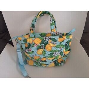 VERA BRADLEY Medium Tote Shoulder Bag Purse In Lemon Grove Print Crossbody Strap
